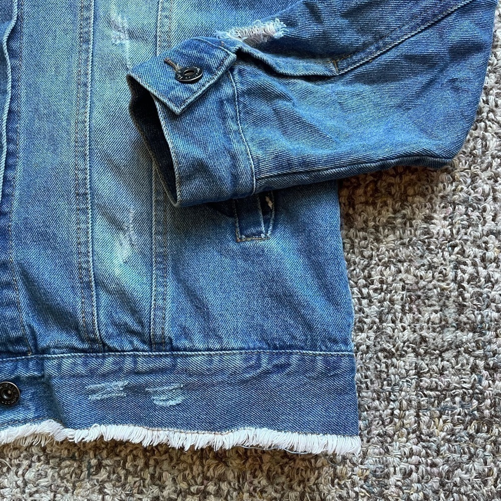 Distressed Denim Graffiti Jean Jacket Womens - Picture 7 of 10